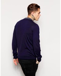 Мужской темно-синий свитер с v-образным вырезом от Diesel