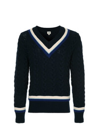 Мужской темно-синий свитер с v-образным вырезом от Kent & Curwen