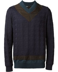 Мужской темно-синий свитер с v-образным вырезом от Kolor