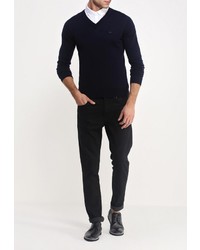 Мужской темно-синий свитер с v-образным вырезом от Lacoste