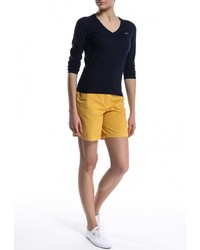 Женский темно-синий свитер с v-образным вырезом от Lacoste