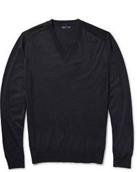 Мужской темно-синий свитер с v-образным вырезом от Lanvin