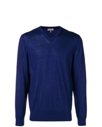 Мужской темно-синий свитер с v-образным вырезом от Lanvin