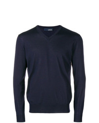 Мужской темно-синий свитер с v-образным вырезом от Lardini