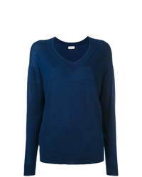 Женский темно-синий свитер с v-образным вырезом от Le Kasha