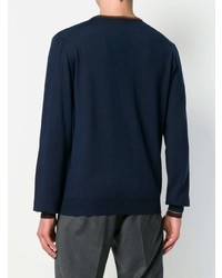 Мужской темно-синий свитер с v-образным вырезом от Etro