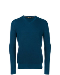 Мужской темно-синий свитер с v-образным вырезом от Loro Piana