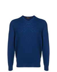 Мужской темно-синий свитер с v-образным вырезом от Loro Piana