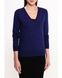 Женский темно-синий свитер с v-образным вырезом от Love Republic