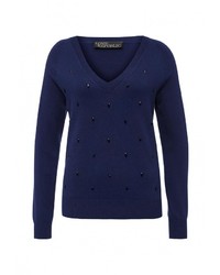 Женский темно-синий свитер с v-образным вырезом от Love Republic