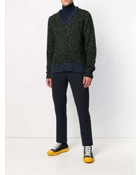 Мужской темно-синий свитер с v-образным вырезом от Marni