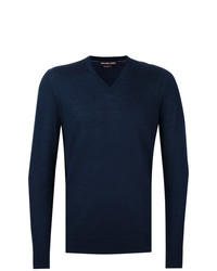 Мужской темно-синий свитер с v-образным вырезом от Michael Kors Collection