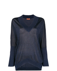 Женский темно-синий свитер с v-образным вырезом от Missoni