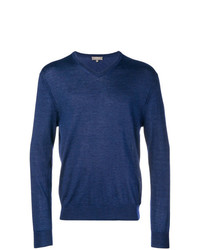 Мужской темно-синий свитер с v-образным вырезом от N.Peal