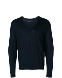 Мужской темно-синий свитер с v-образным вырезом от Natural Selection