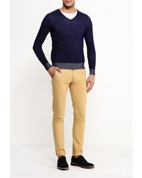 Мужской темно-синий свитер с v-образным вырезом от New Brams