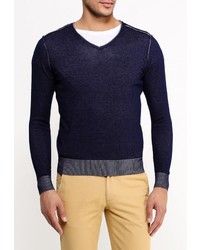 Мужской темно-синий свитер с v-образным вырезом от New Brams