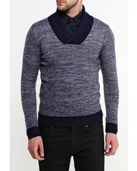 Мужской темно-синий свитер с v-образным вырезом от New Brams