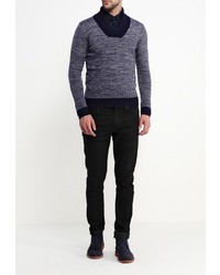 Мужской темно-синий свитер с v-образным вырезом от New Brams