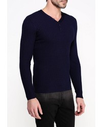 Мужской темно-синий свитер с v-образным вырезом от New Brams
