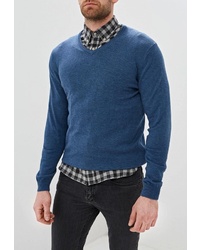 Мужской темно-синий свитер с v-образным вырезом от O'stin