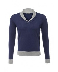Мужской темно-синий свитер с v-образным вырезом от Occhibelli