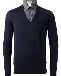Мужской темно-синий свитер с v-образным вырезом от Paul & Joe
