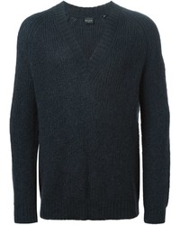Мужской темно-синий свитер с v-образным вырезом от Paul Smith