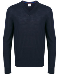Мужской темно-синий свитер с v-образным вырезом от Paul Smith