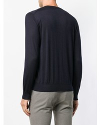 Мужской темно-синий свитер с v-образным вырезом от Cruciani