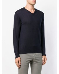 Мужской темно-синий свитер с v-образным вырезом от Cruciani