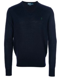 Мужской темно-синий свитер с v-образным вырезом от Polo Ralph Lauren