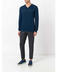 Мужской темно-синий свитер с v-образным вырезом от Nuur