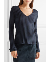 Женский темно-синий свитер с v-образным вырезом от Akris