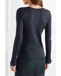 Женский темно-синий свитер с v-образным вырезом от Akris