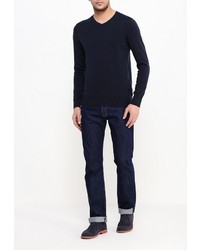 Мужской темно-синий свитер с v-образным вырезом от Sela