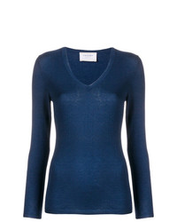 Женский темно-синий свитер с v-образным вырезом от Snobby Sheep
