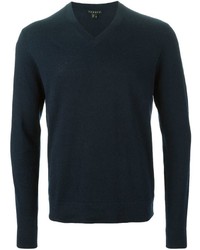 Мужской темно-синий свитер с v-образным вырезом от Theory