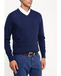 Мужской темно-синий свитер с v-образным вырезом от Tommy Hilfiger