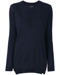 Женский темно-синий свитер с v-образным вырезом от Twin-Set