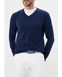 Мужской темно-синий свитер с v-образным вырезом от United Colors of Benetton