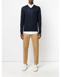 Мужской темно-синий свитер с v-образным вырезом от Paul Smith