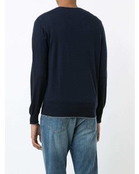 Мужской темно-синий свитер с v-образным вырезом от Eleventy