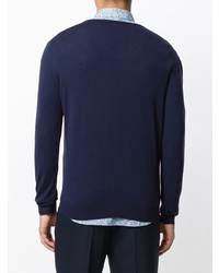 Мужской темно-синий свитер с v-образным вырезом от Fashion Clinic Timeless