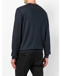 Мужской темно-синий свитер с v-образным вырезом от Fay