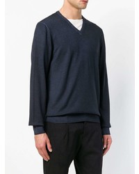 Мужской темно-синий свитер с v-образным вырезом от Fay