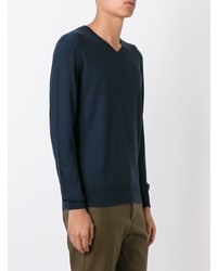 Мужской темно-синий свитер с v-образным вырезом от Lanvin