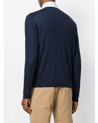Мужской темно-синий свитер с v-образным вырезом от Prada