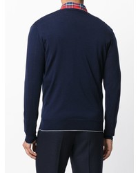 Мужской темно-синий свитер с v-образным вырезом от Eleventy