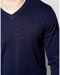 Мужской темно-синий свитер с v-образным вырезом от Brave Soul